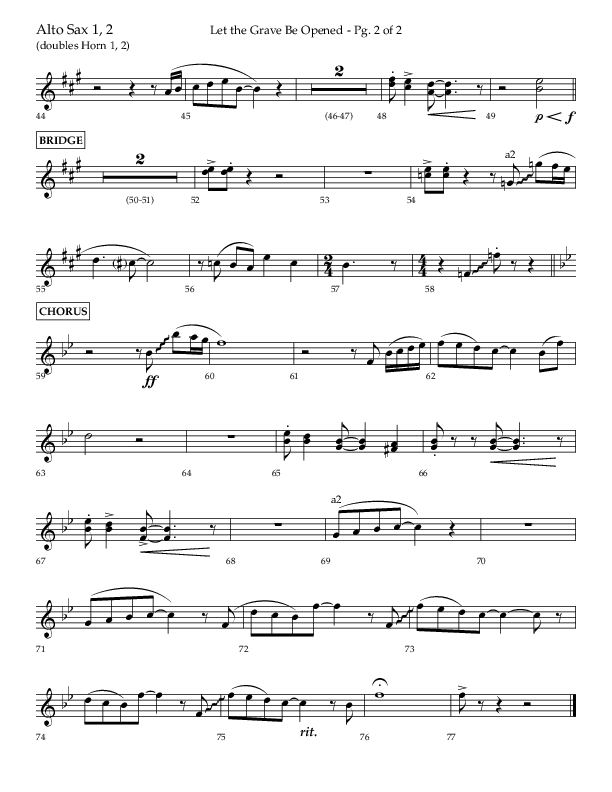 Let The Grave Be Opened (Choral Anthem SATB) Alto Sax 1/2 (Lifeway Choral / Arr. Bradley Knight)