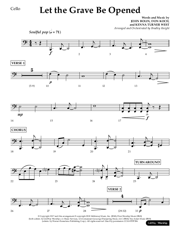 Let The Grave Be Opened (Choral Anthem SATB) Cello (Lifeway Choral / Arr. Bradley Knight)