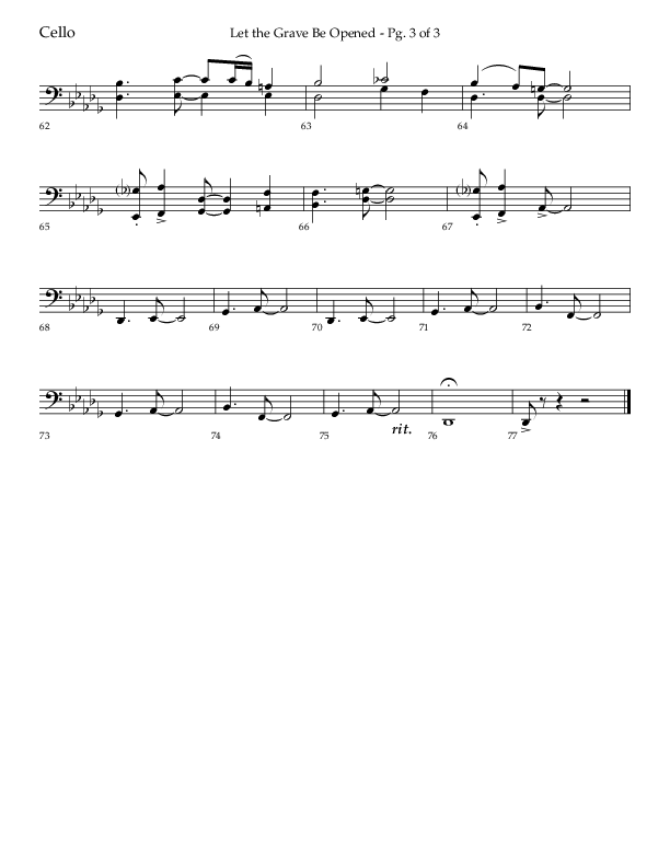 Let The Grave Be Opened (Choral Anthem SATB) Cello (Lifeway Choral / Arr. Bradley Knight)