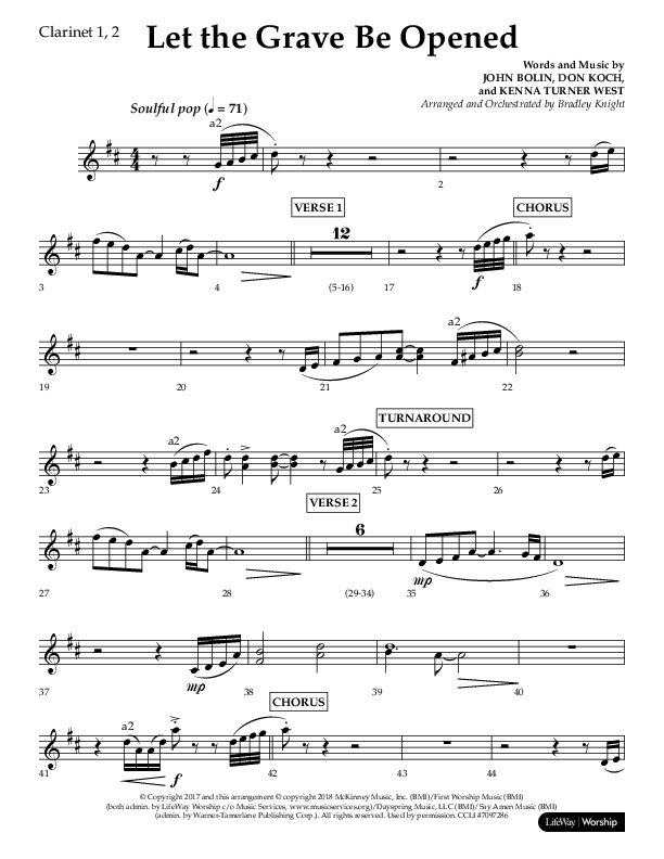 Let The Grave Be Opened (Choral Anthem SATB) Clarinet 1/2 (Lifeway Choral / Arr. Bradley Knight)