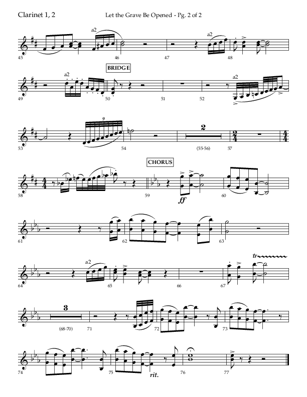 Let The Grave Be Opened (Choral Anthem SATB) Clarinet 1/2 (Lifeway Choral / Arr. Bradley Knight)