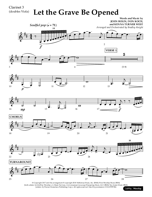 Let The Grave Be Opened (Choral Anthem SATB) Clarinet 3 (Lifeway Choral / Arr. Bradley Knight)