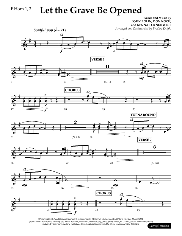 Let The Grave Be Opened (Choral Anthem SATB) French Horn 1/2 (Lifeway Choral / Arr. Bradley Knight)