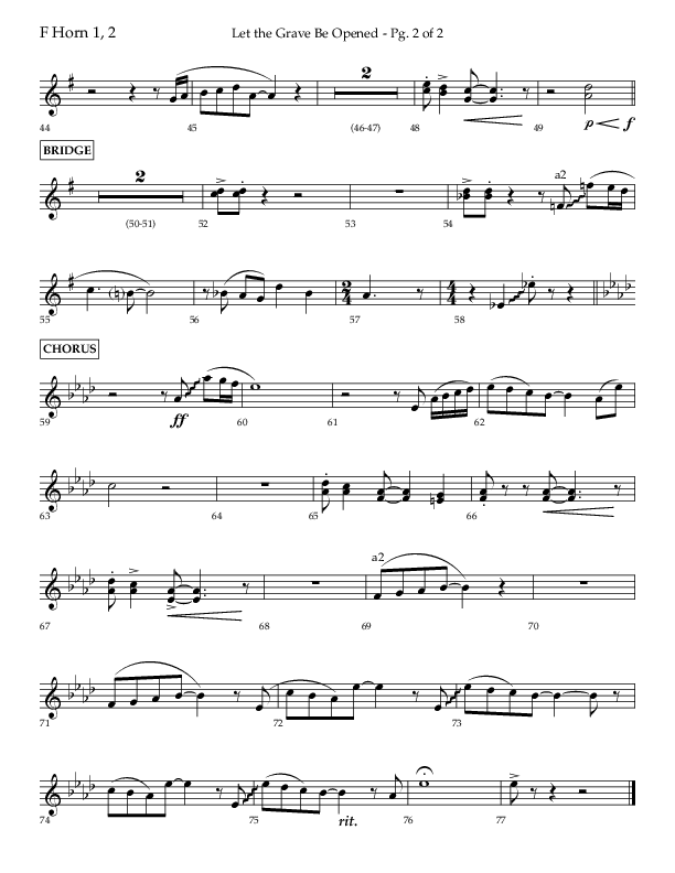 Let The Grave Be Opened (Choral Anthem SATB) French Horn 1/2 (Lifeway Choral / Arr. Bradley Knight)