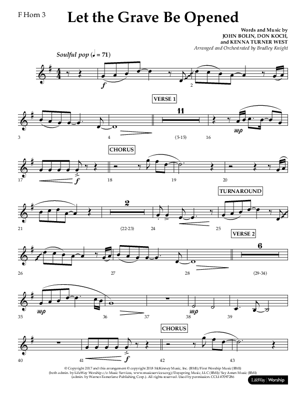 Let The Grave Be Opened (Choral Anthem SATB) French Horn 3 (Lifeway Choral / Arr. Bradley Knight)