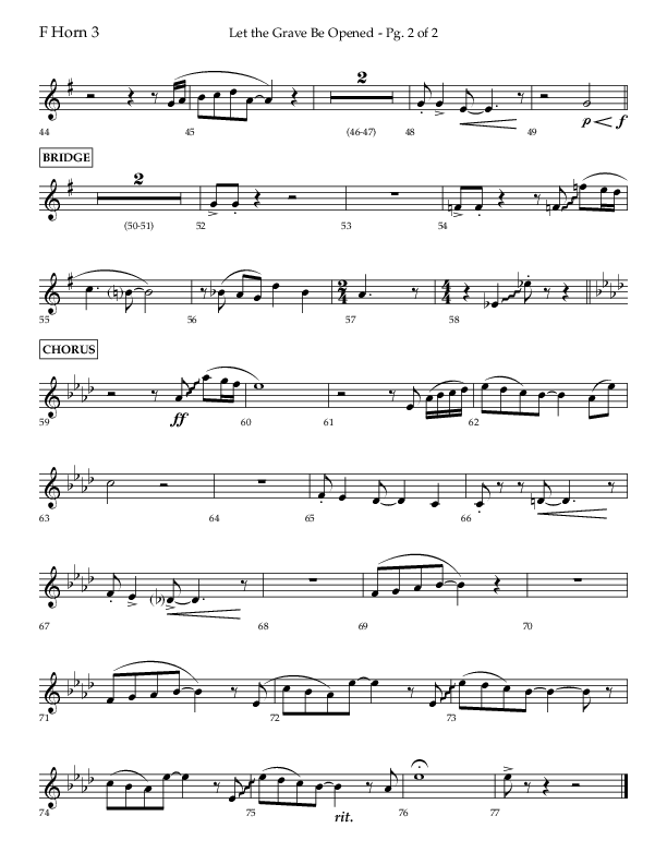 Let The Grave Be Opened (Choral Anthem SATB) French Horn 3 (Lifeway Choral / Arr. Bradley Knight)