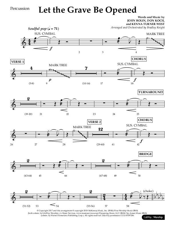Let The Grave Be Opened (Choral Anthem SATB) Percussion (Lifeway Choral / Arr. Bradley Knight)