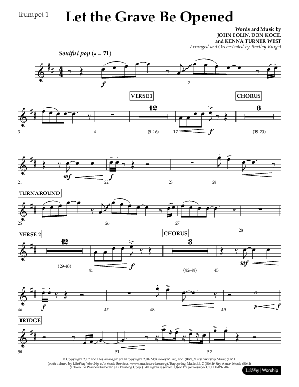 Let The Grave Be Opened (Choral Anthem SATB) Trumpet 1 (Lifeway Choral / Arr. Bradley Knight)