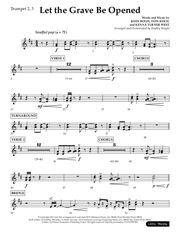 Let The Grave Be Opened (Choral Anthem SATB) Trumpet 2/3 (Lifeway Choral / Arr. Bradley Knight)