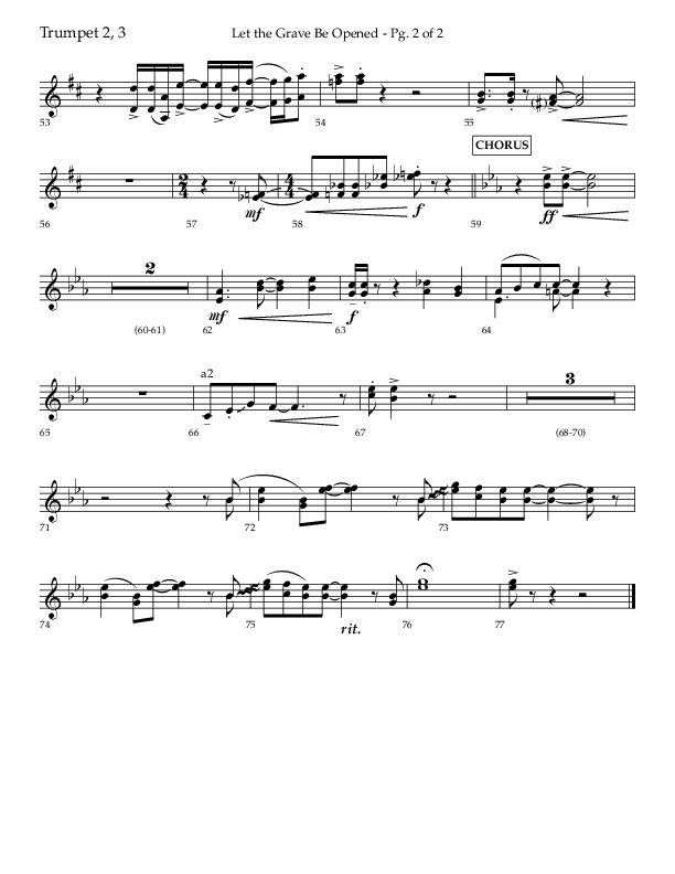 Let The Grave Be Opened (Choral Anthem SATB) Trumpet 2/3 (Lifeway Choral / Arr. Bradley Knight)