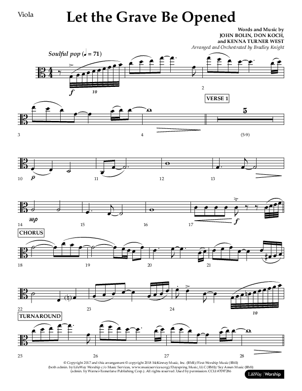 Let The Grave Be Opened (Choral Anthem SATB) Viola (Lifeway Choral / Arr. Bradley Knight)