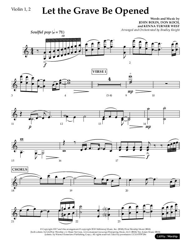 Let The Grave Be Opened (Choral Anthem SATB) Violin 1/2 (Lifeway Choral / Arr. Bradley Knight)