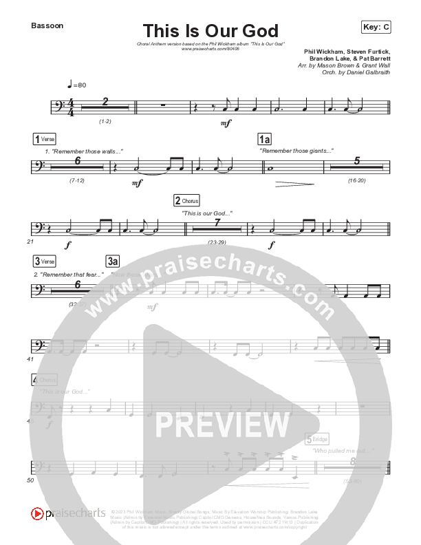 This Is Our God (Choral Anthem SATB) Bassoon (Phil Wickham / Arr. Mason Brown)
