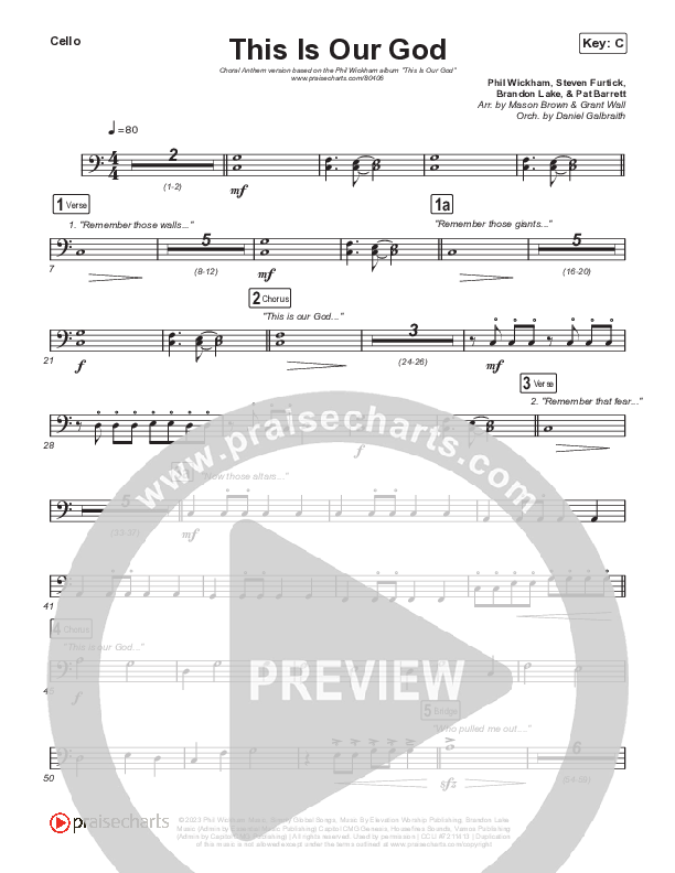 This Is Our God (Choral Anthem SATB) Cello (Phil Wickham / Arr. Mason Brown)