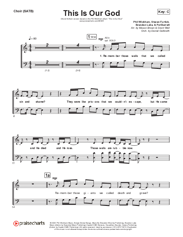 This Is Our God (Choral Anthem SATB) Choir Sheet (SATB) (Phil Wickham / Arr. Mason Brown)