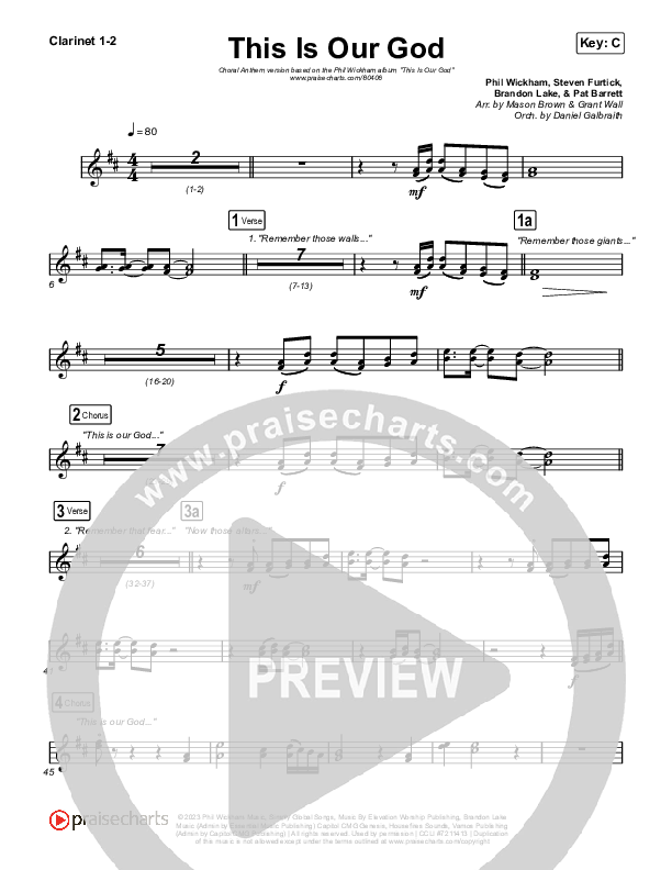 This Is Our God (Choral Anthem SATB) Clarinet 1,2 (Phil Wickham / Arr. Mason Brown)