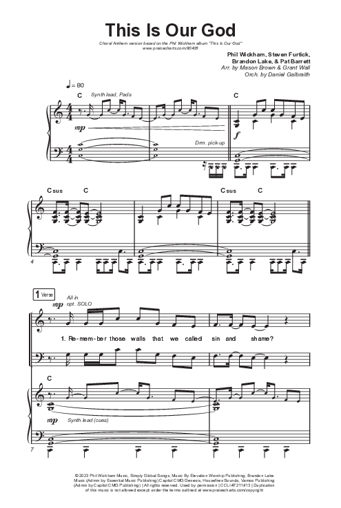This Is Our God (Choral Anthem SATB) Octavo (SATB & Pno) (Phil Wickham / Arr. Mason Brown)