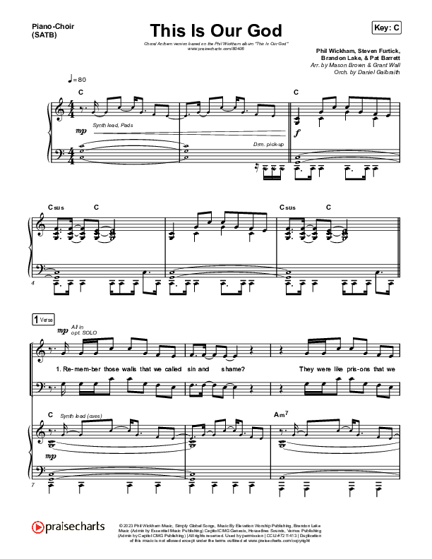 This Is Our God (Choral Anthem SATB) Piano/Vocal (SATB) (Phil Wickham / Arr. Mason Brown)