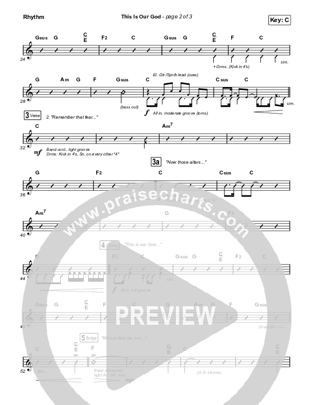 This Is Our God (Choral Anthem SATB) Rhythm Chart (Phil Wickham / Arr. Mason Brown)