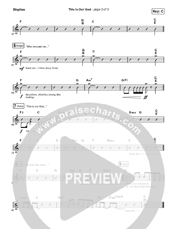 This Is Our God (Choral Anthem SATB) Rhythm Chart (Phil Wickham / Arr. Mason Brown)