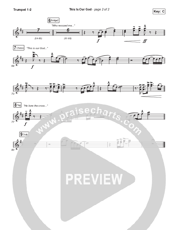 This Is Our God (Choral Anthem SATB) Trumpet 1,2 (Phil Wickham / Arr. Mason Brown)