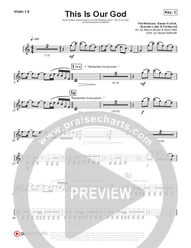 This Is Our God (Choral Anthem SATB) String Pack (Phil Wickham / Arr. Mason Brown)