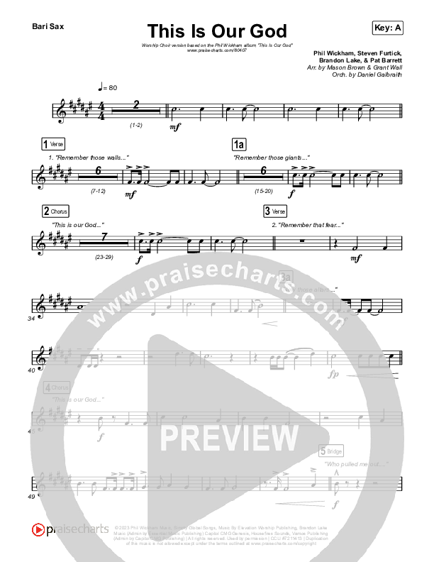 This Is Our God (Worship Choir/SAB) Bari Sax (Phil Wickham / Arr. Mason Brown)