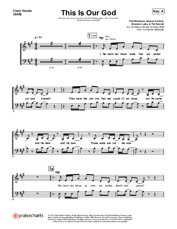 This Is Our God (Worship Choir/SAB) Choir Sheet (SAB) (Phil Wickham / Arr. Mason Brown)