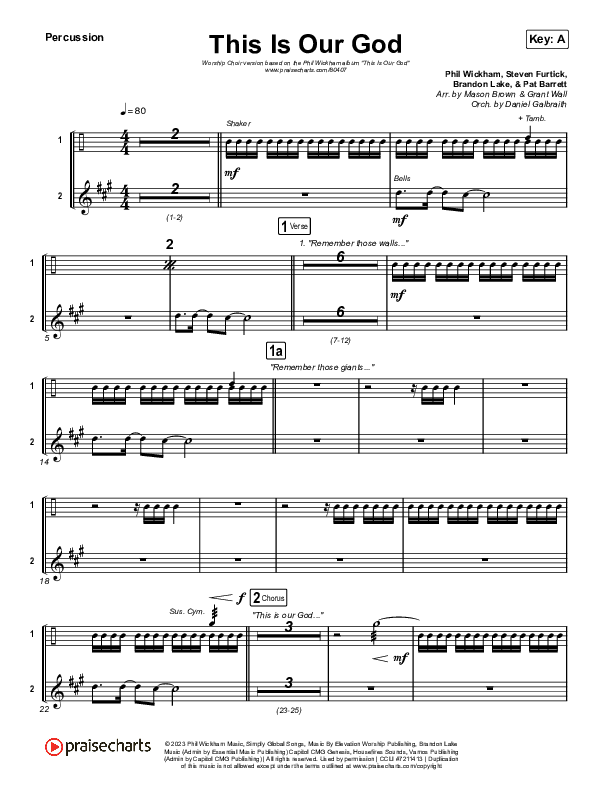 This Is Our God (Worship Choir/SAB) Percussion (Phil Wickham / Arr. Mason Brown)