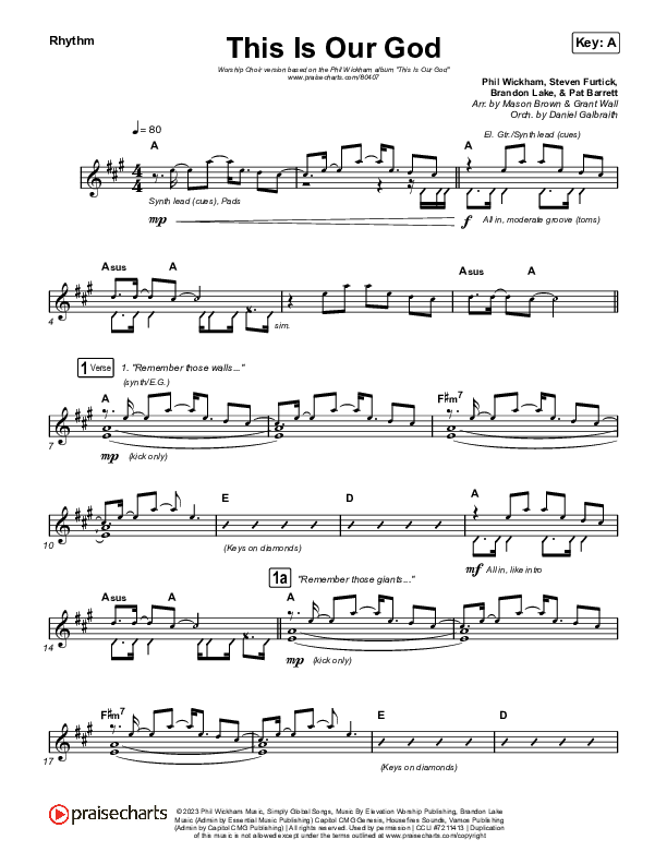 This Is Our God (Worship Choir/SAB) Rhythm Chart (Phil Wickham / Arr. Mason Brown)