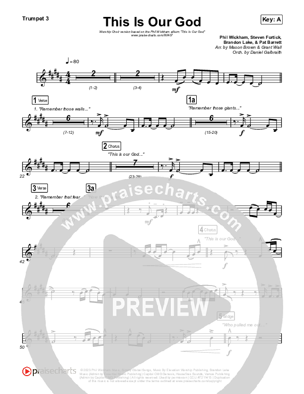 This Is Our God (Worship Choir/SAB) Trumpet 3 (Phil Wickham / Arr. Mason Brown)