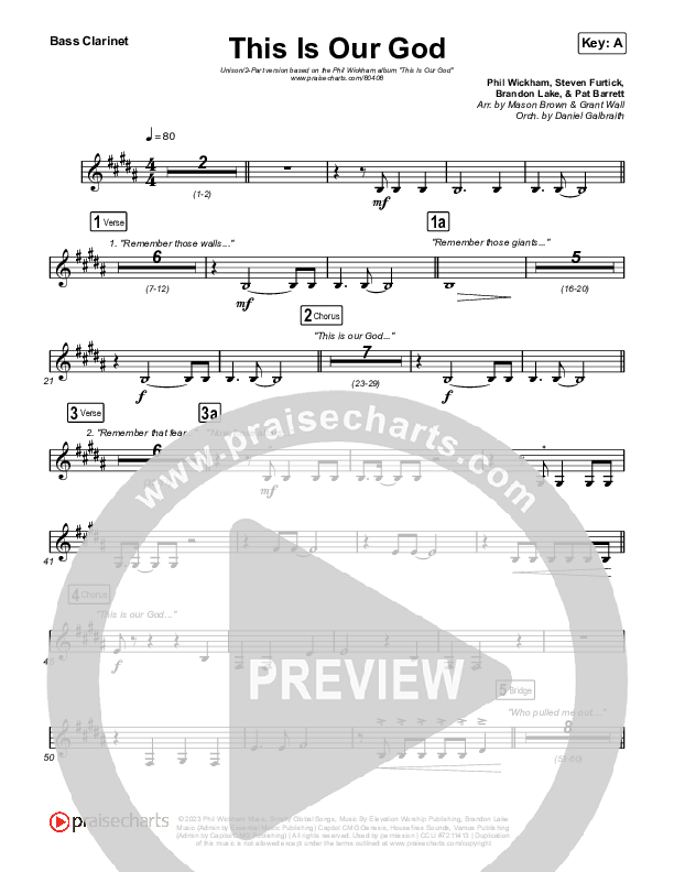 This Is Our God (Unison/2-Part) Bass Clarinet (Phil Wickham / Arr. Mason Brown)