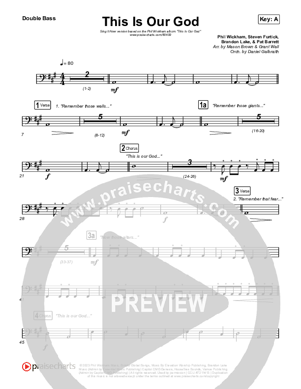 This Is Our God (Sing It Now) Double Bass (Phil Wickham / Arr. Mason Brown)