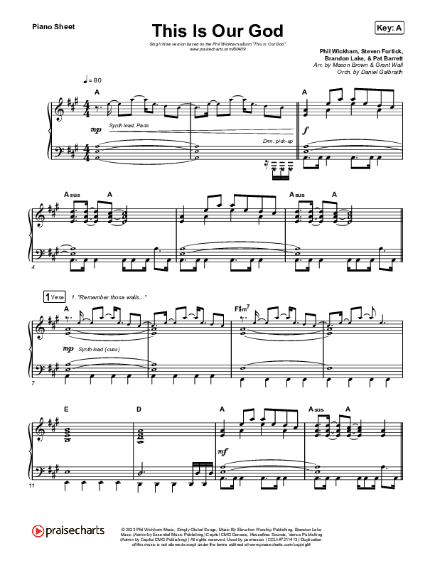 This Is Our God (Sing It Now) Piano Sheet (Phil Wickham / Arr. Mason Brown)