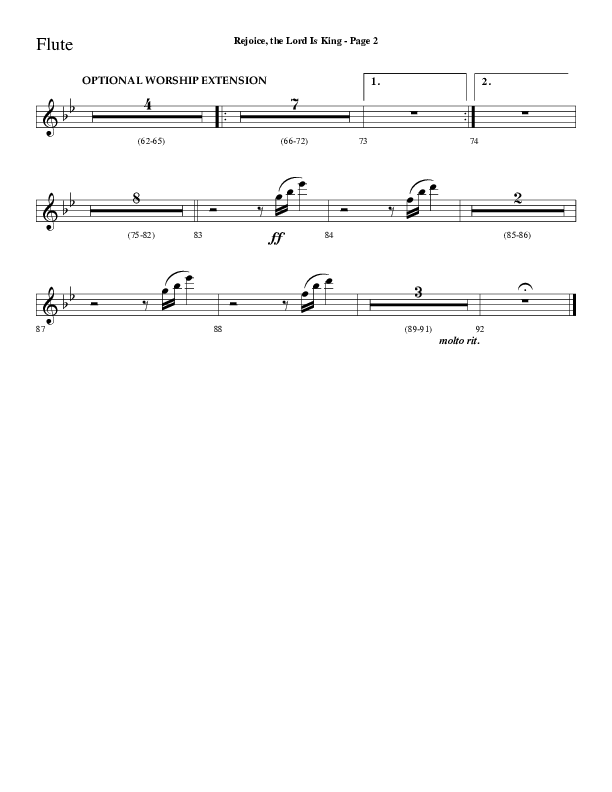 Rejoice The Lord Is King (Choral Anthem SATB) Flute (Lifeway Choral / Arr. Dave Williamson)