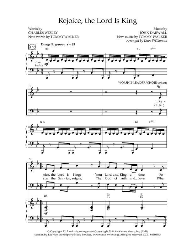 Rejoice The Lord Is King (Choral Anthem SATB) Anthem (SATB/Piano) (Lifeway Choral / Arr. Dave Williamson)