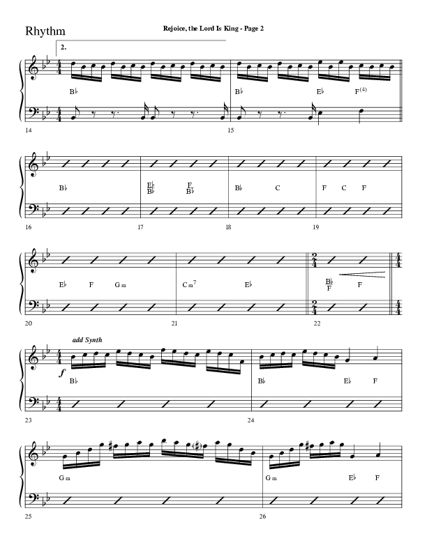 Rejoice The Lord Is King (Choral Anthem SATB) Rhythm Chart (Lifeway Choral / Arr. Dave Williamson)