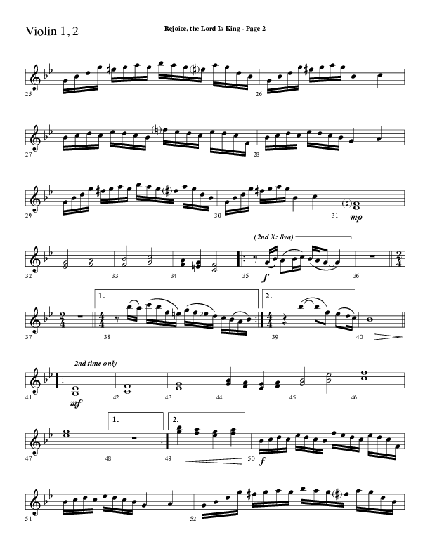 Rejoice The Lord Is King (Choral Anthem SATB) Violin 1/2 (Lifeway Choral / Arr. Dave Williamson)