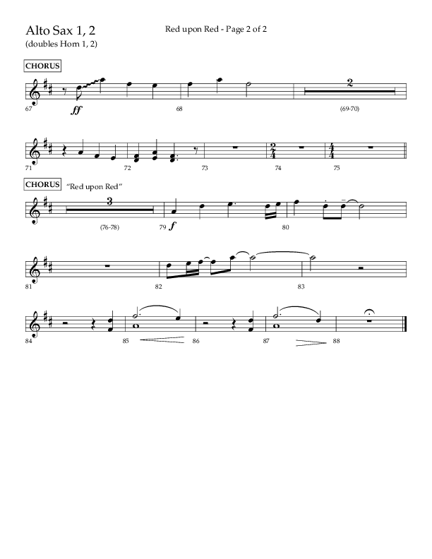 Red Upon Red (Choral Anthem SATB) Alto Sax 1/2 (Lifeway Choral / Arr. Eric Belvin)