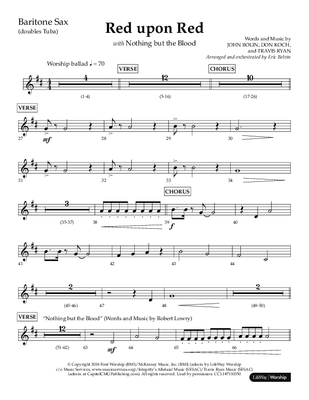 Red Upon Red (Choral Anthem SATB) Bari Sax (Lifeway Choral / Arr. Eric Belvin)