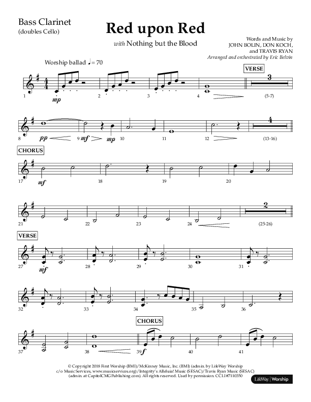 Red Upon Red (Choral Anthem SATB) Bass Clarinet (Lifeway Choral / Arr. Eric Belvin)