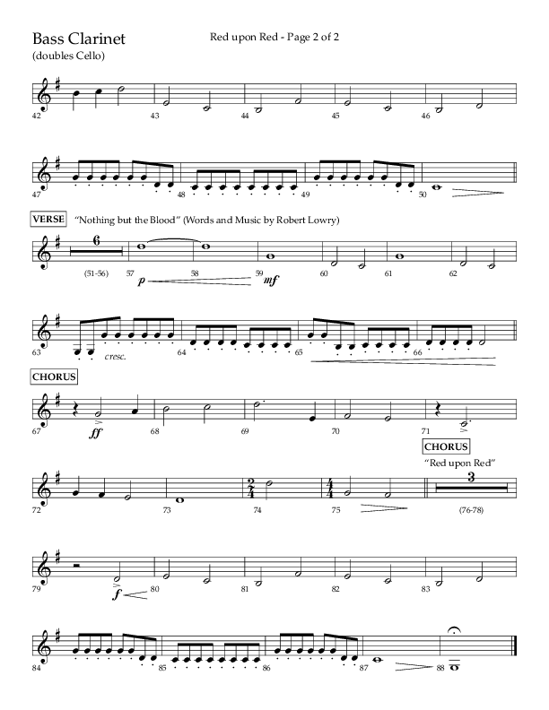 Red Upon Red (Choral Anthem SATB) Bass Clarinet (Lifeway Choral / Arr. Eric Belvin)