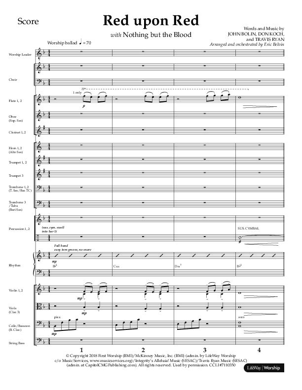 Red Upon Red (Choral Anthem SATB) Orchestration (Lifeway Choral / Arr. Eric Belvin)