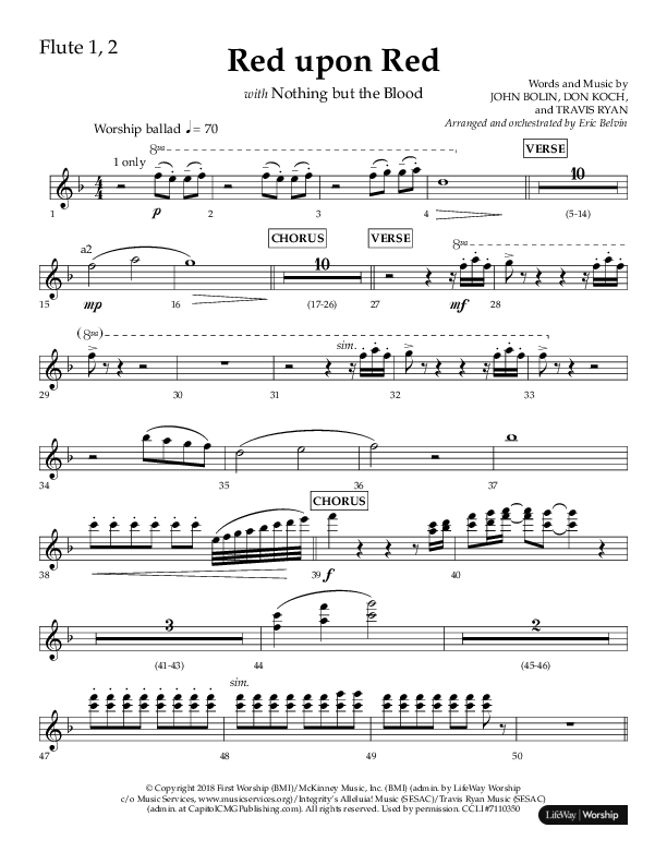 Red Upon Red (Choral Anthem SATB) Flute 1/2 (Lifeway Choral / Arr. Eric Belvin)