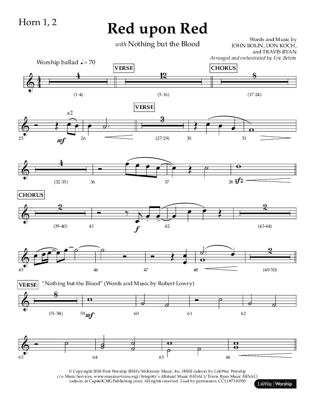 Red Upon Red (Choral Anthem SATB) French Horn 1/2 (Lifeway Choral / Arr. Eric Belvin)