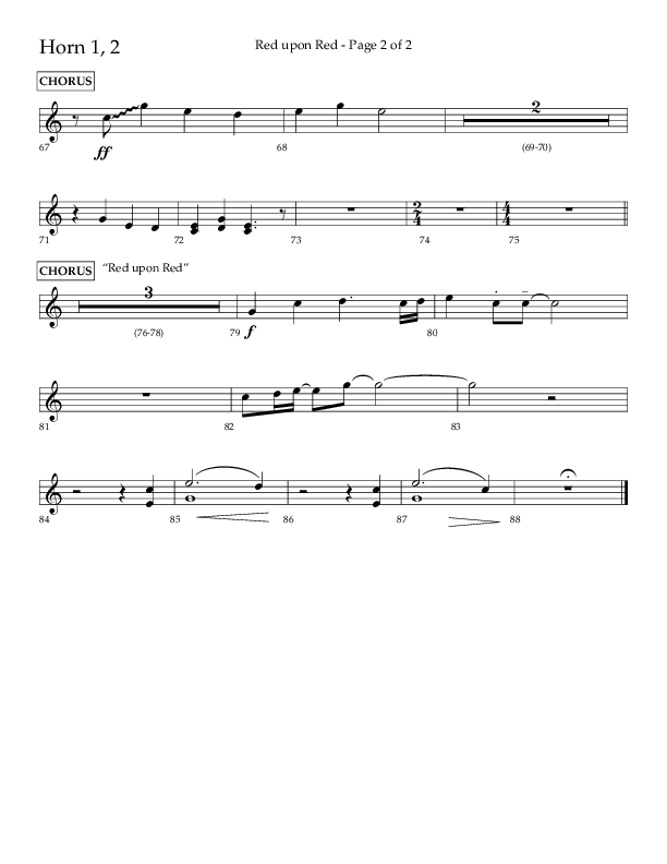 Red Upon Red (Choral Anthem SATB) French Horn 1/2 (Lifeway Choral / Arr. Eric Belvin)