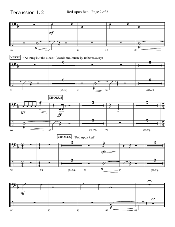 Red Upon Red (Choral Anthem SATB) Percussion 1/2 (Lifeway Choral / Arr. Eric Belvin)