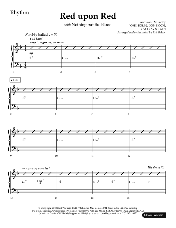 Red Upon Red (Choral Anthem SATB) Rhythm Chart (Lifeway Choral / Arr. Eric Belvin)