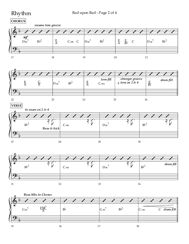 Red Upon Red (Choral Anthem SATB) Rhythm Chart (Lifeway Choral / Arr. Eric Belvin)