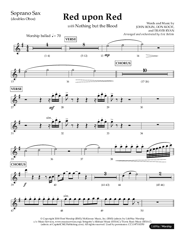 Red Upon Red (Choral Anthem SATB) Soprano Sax (Lifeway Choral / Arr. Eric Belvin)